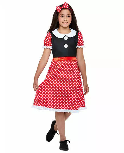 Röd liten mus-maskeraddräkt flicka, Storlek: 7-9 år (130/143 cm)