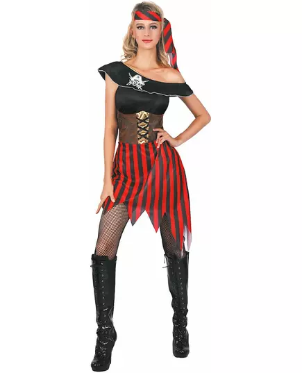 Piratmaskeraddräkt dam, Storlek: Large
