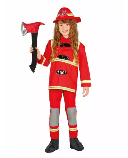 Röd brandmansmaskeraddräkt barn, Storlek: 10-12 år (142-148 cm)