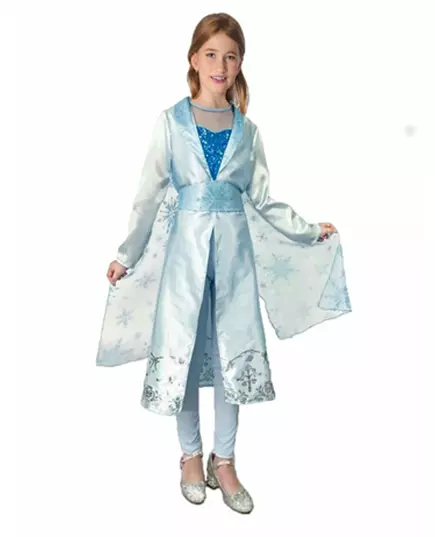 Blå prinsessmaskeraddräkt från fjärran norr för flickor, Storlek: 10-12 år (130-140 cm)