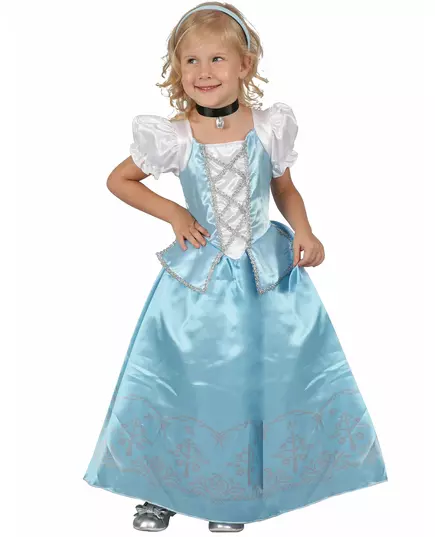 Blåvit prinsessmaskeraddräkt flicka, Storlek: 7-9 år (120-130 cm)