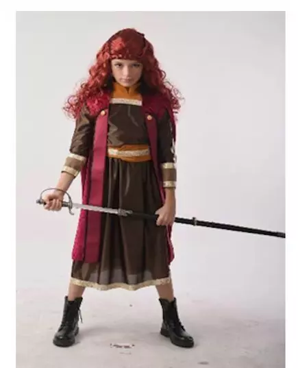 Bordeauxfärgad prinsessmaskeraddräkt från fjärran norr barn, Storlek: 5-6 år (105-116 cm)