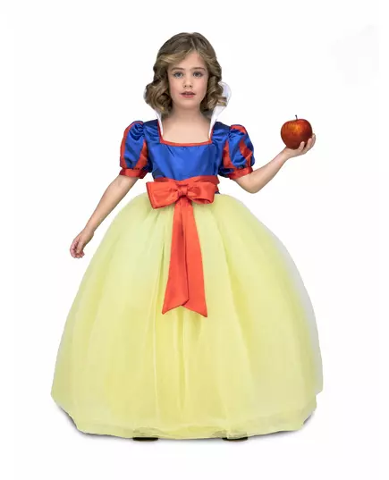 Gul och blå prinsessmaskeraddräkt för flickor, Storlek: 9 år (122 - 134 cm)