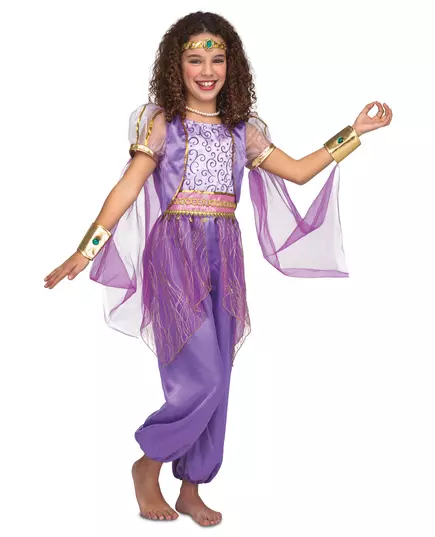 Lila orientalisk prinsessmaskeraddräkt barn, Storlek: 6 år (110-122 cm)