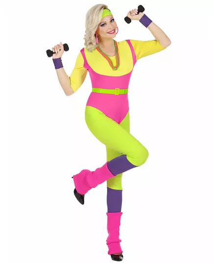 Maskeraddräkt aerobicsinstruktör 80-tal dam, Storlek: Medium