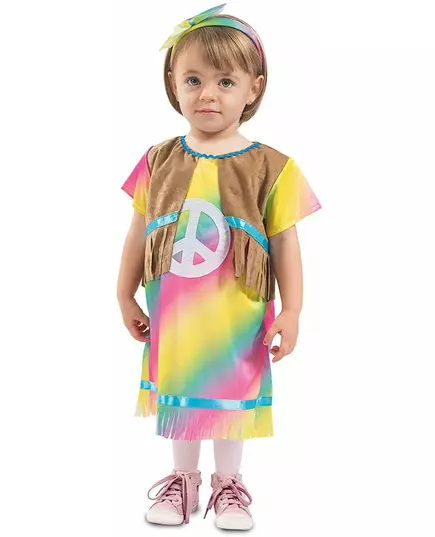 Liten hippieklänning maskeraddräkt baby, Storlek: 1-2 år (80-91 cm)