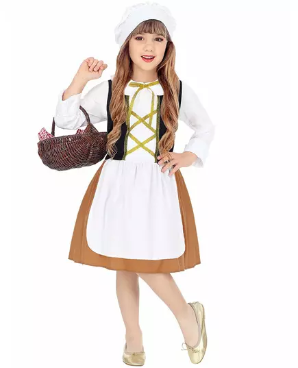 Medeltida tjänarinnemaskeraddräkt flicka, Storlek: 4-5 år (116 cm)