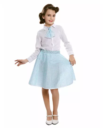 Kjol med slips, pinup, himmelsblå, flicka, Storlek: 7-9 år (122-138 cm)