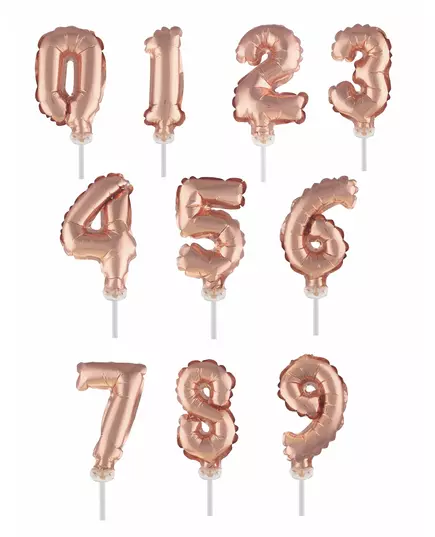 Cake topper-ballong med siffra roséguld 12,7 cm, Storlek: 1
