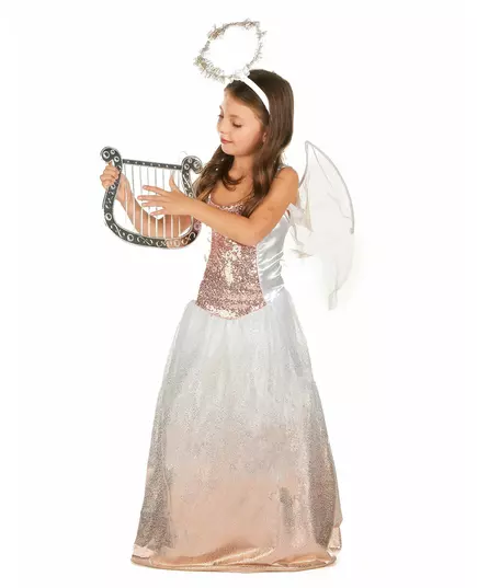 Rosa-guldig änglamaskeraddräkt flicka, Storlek: 4-6 år (110-120 cm)