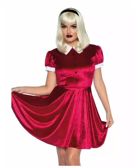 Röd baby doll-maskeraddräkt dam, Storlek: Medium (40-42)