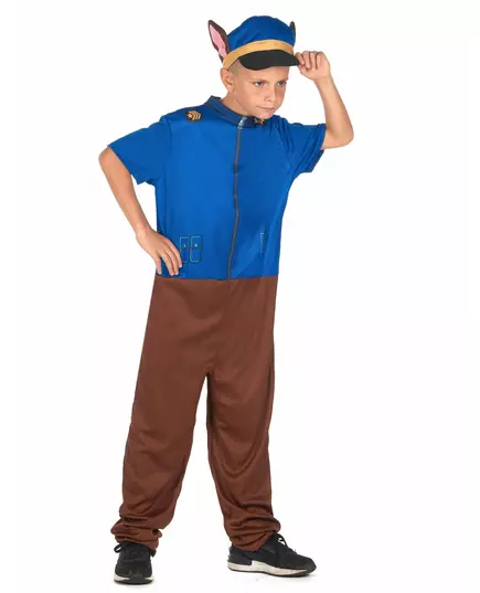 Blå polishundsmaskeraddräkt barn, Storlek: 7-9 år (120-130 cm)