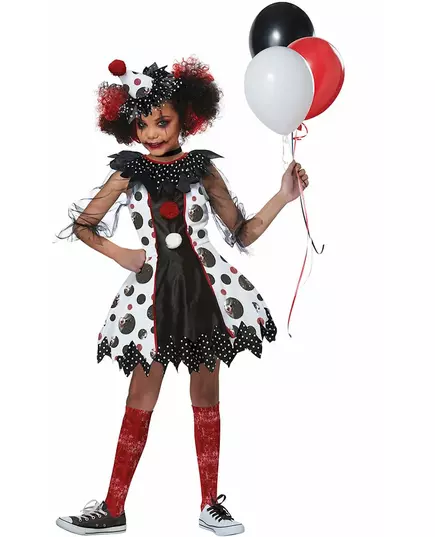 Lyxig skrämmande clownmaskeraddräkt flicka, Storlek: 12-14 år (155 cm)