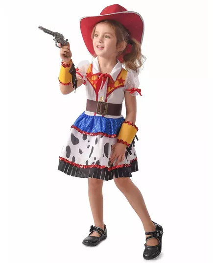 Cowgirl-maskeraddräkt i tecknad stil flicka, Storlek: 7-9 år (120-130 cm)
