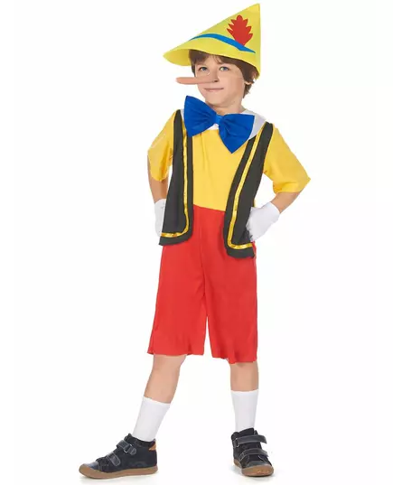 Maskeraddräkt liten lögnare som marionett för pojkar, Storlek: 4-6 år (110-120 cm)