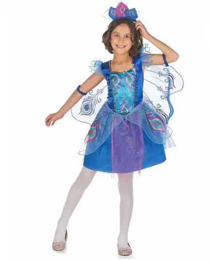 Paljettmaskeraddräkt påfågel barn, Storlek: 7-9 år (120-130 cm)