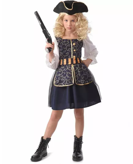 Elegant piratmaskeraddräkt flicka, Storlek: 7-9 år (120-130 cm)