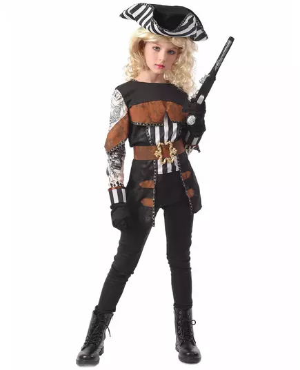 Maskeraddräkt tatuerad pirat flicka, Storlek: 7-9 år(120-130 cm)
