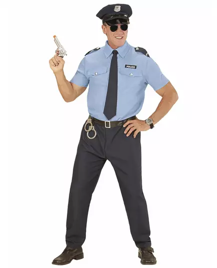 Blå polis-maskeraddräkt vuxen stor storlek, Storlek: XX-Large