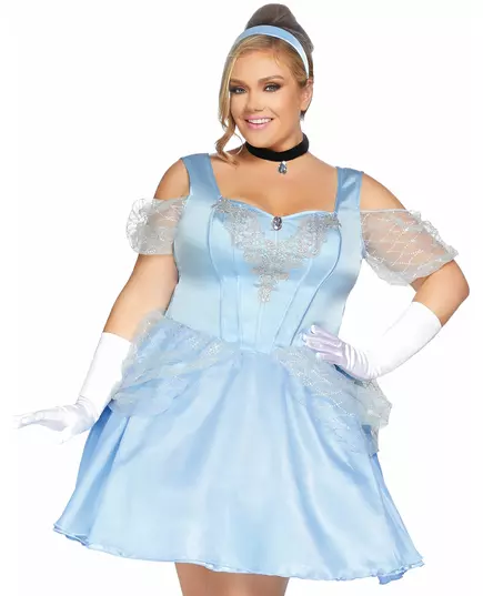Blå prinsessmaskeraddräkt i stora storlekar dam, Storlek: 3XL/4XL(54-58)