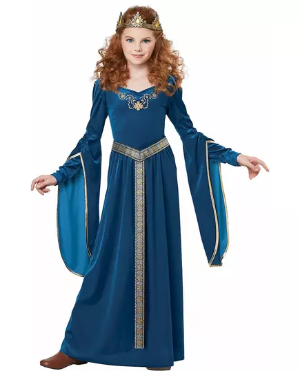 Lyxig medeltida prinsessmaskeraddräkt i sammet flicka, Storlek: 4-6 år (116 cm)