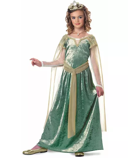 Lyxig drottning Guenièvre-maskeraddräkt flicka, Storlek: 6-8 år (134 cm)