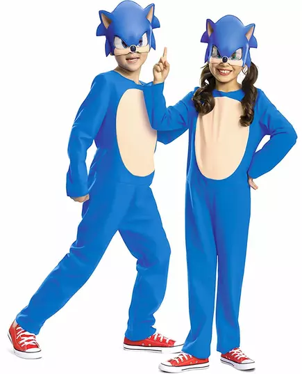 Enkel maskeraddräkt Sonic™ barn, Storlek: 5-6 år (109 - 126 cm)