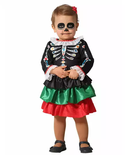 Skelettmaskeraddräkt Dia de los muertos babyflicka, Storlek: 12-24 månader (88 cm)