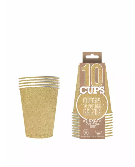 10 amerikanska glittrande pappmuggar återvinningsbara guld 53 cl, image 2