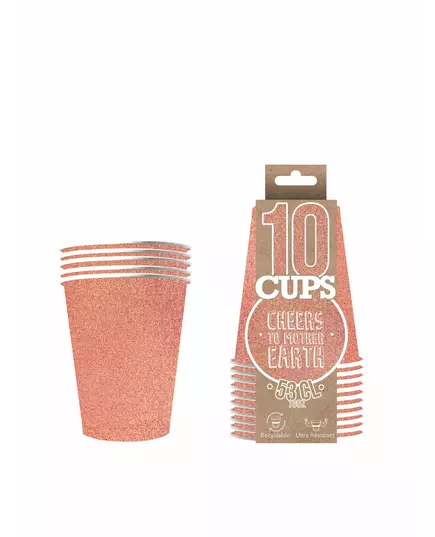 10 glittriga amerikanska pappmuggar återvinningsbara roséguld 53 cl, image 2