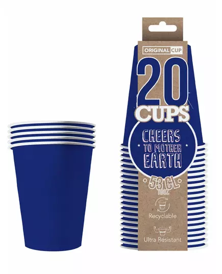 20 blå amerikanska återvinningsbara pappmuggar 53 cl, image 2