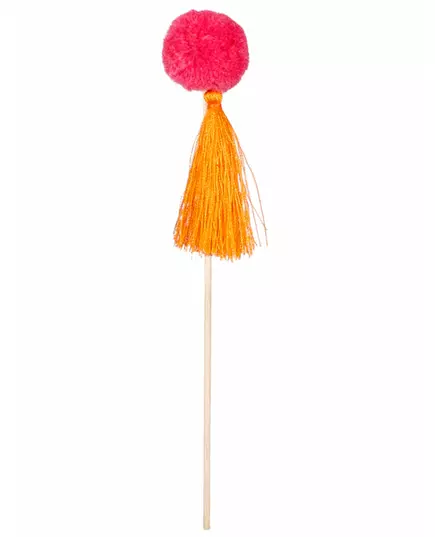 6 träpinnar med färgglada pomponger 16 cm, image 2