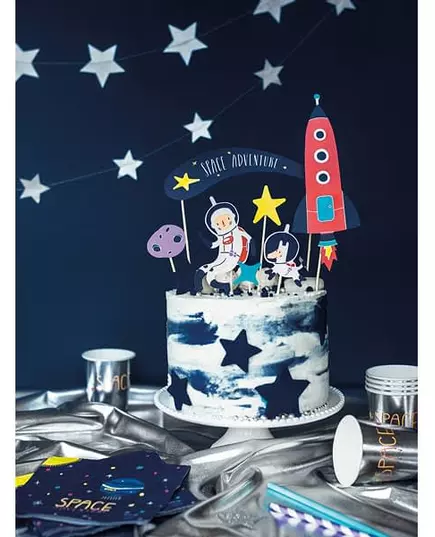 7 cake toppers i kartong space adventure 9,5–24,5 cm, image 2
