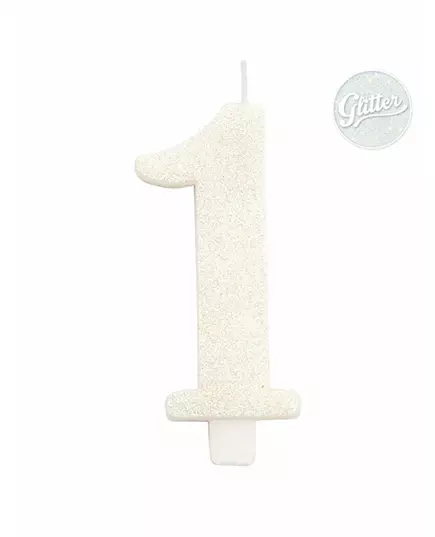 Vit glittrig sifferljus födelsedag 9,5 cm, Storlek: Nummer 7, image 2