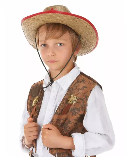 Cowboyhatt från vilda västern i halm barn, image 2