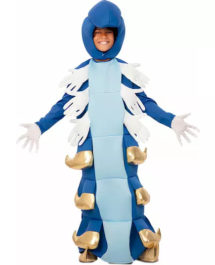 Blå larvmaskeraddräkt barn, Storlek: 7-9 år (122-138 cm)