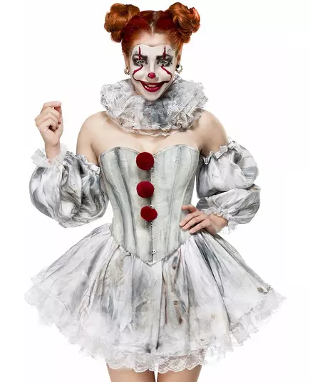 Lyxig sexig maskeraddräkt skrämmande clown dam, Storlek: X-Large (42)