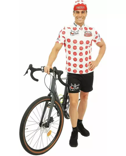 Sauciflex cyklistmaskeraddräkt vit och röd herr, Storlek: Small/Medium