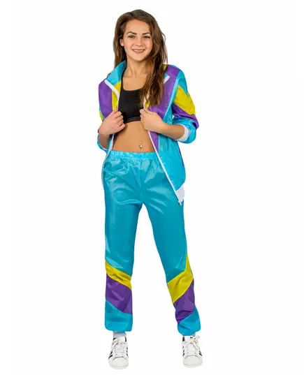 Blå joggingmaskeraddräkt 80-tal vuxen, Storlek: Medium, image 2