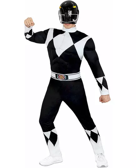 Svart Power Ranger™ maskeraddräkt vuxen, Storlek: X-Large