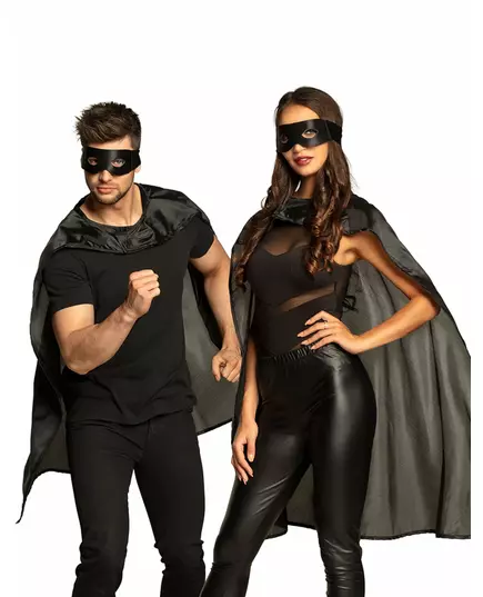 Kit med mantel och mask superhjälte svart vuxen, image 2
