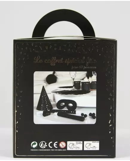 Partykit med serpentiner svart och guld 10 personer, image 2