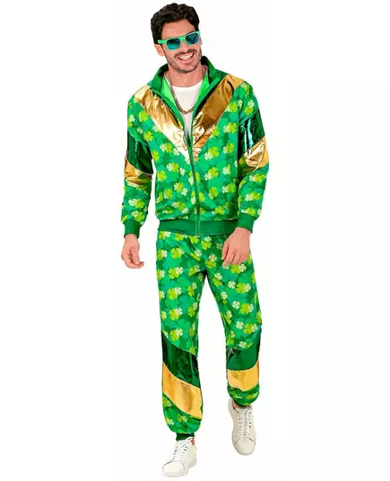 Träningsdräkt med klöver Saint Patrick vuxen, Storlek: Large