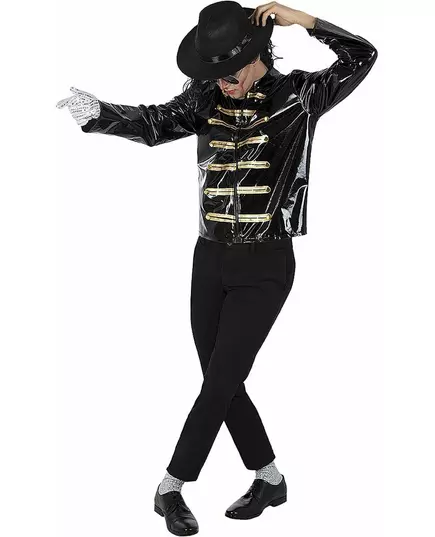Svart jacka Michael Jackson™ vuxen, Storlek: Medium/Large
