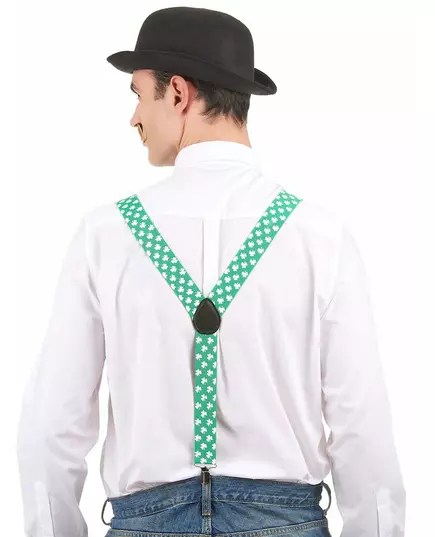 Gröna hängslen med vita klöver Saint Patrick, image 2