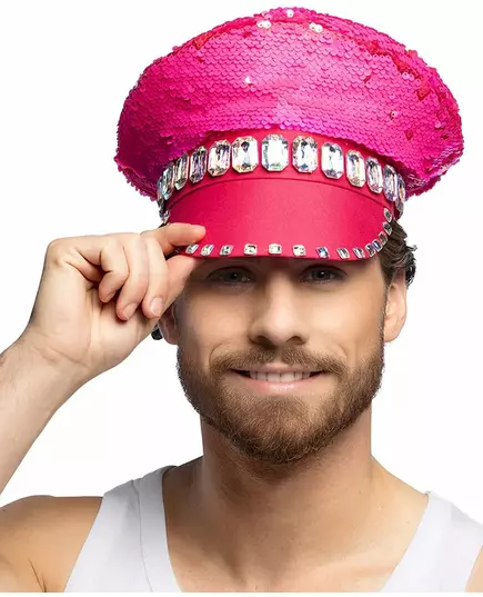 Neonrosa vändbar paljettkeps vuxen, image 2