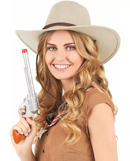 Lyxig beige cowboyhatt i mocka vuxen, image 2