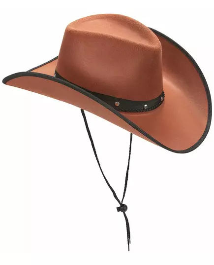 Brun cowboyhatt med svarta kanter vuxen, image 2