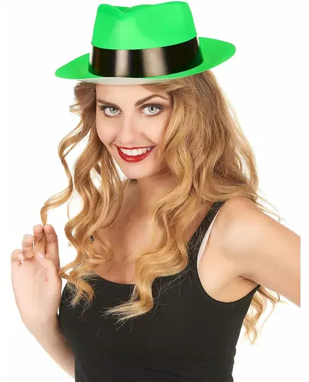Neongrön gangsterhatt vuxen, image 2