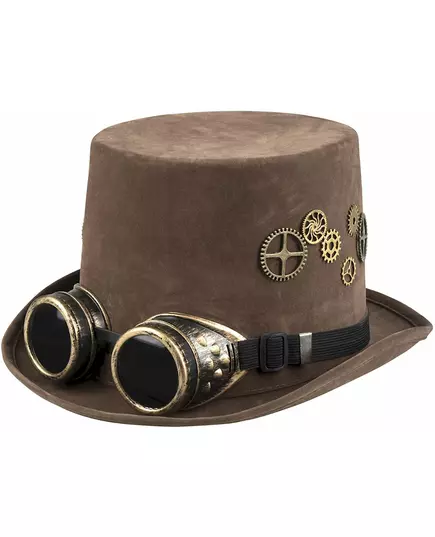 Brun hög hatt med kugghjul och glasögon Steampunk vuxen, image 2